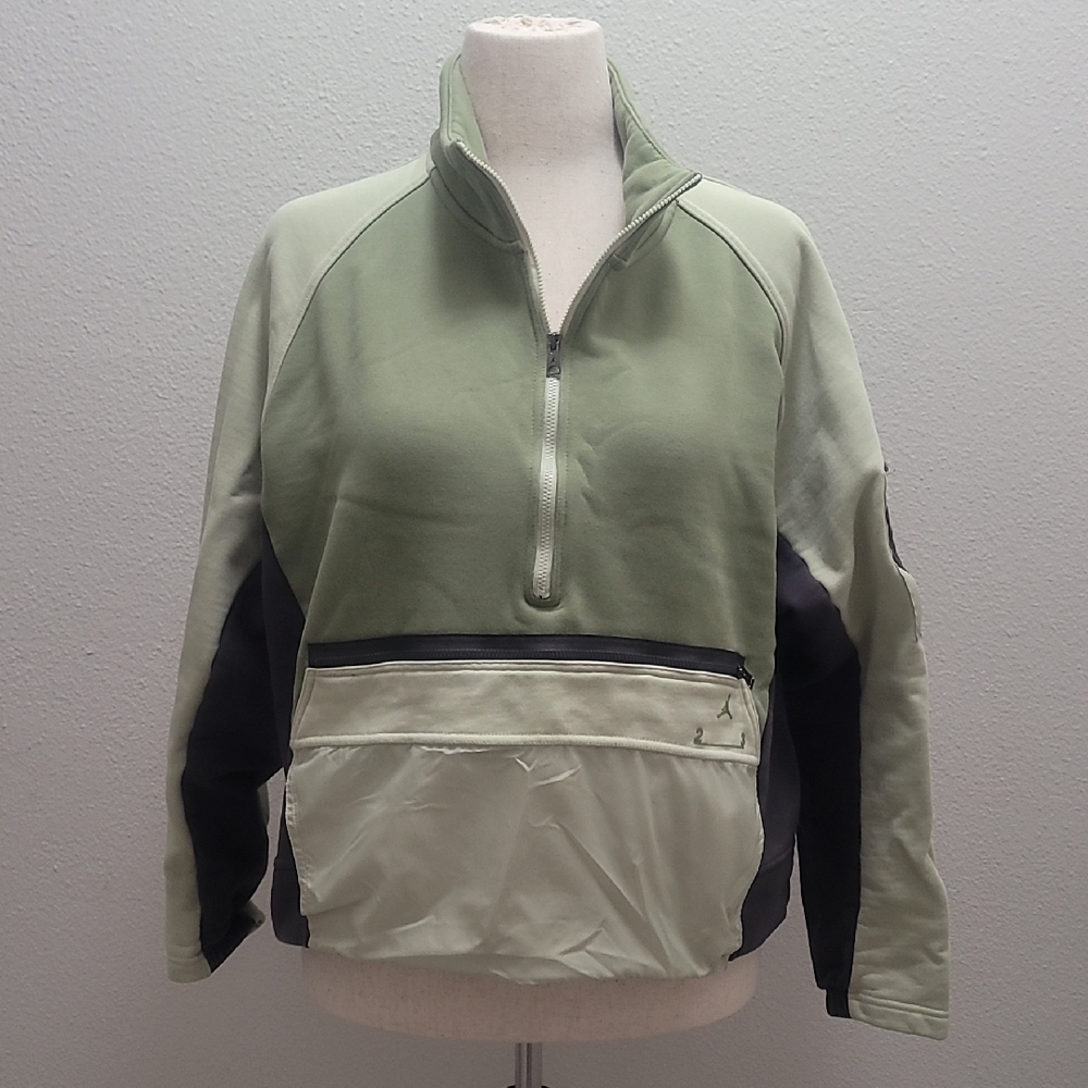 Jordan Green and Gray Windbreaker Jacket with Half-Zip